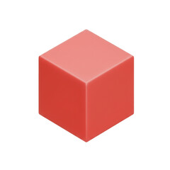 Isometric Rendering of a Red Cube: A Simple Geometric Shape on a White Background showcasing Clean Lines and Smooth Surfaces, Modern Visual