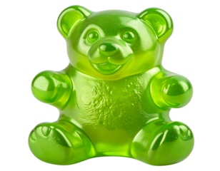 Green Gummy Bear with Bite Mark Sweet Candy PNG Isolated for Fun Design