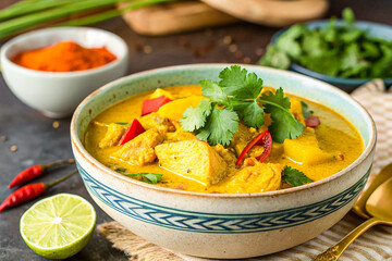 Yellow Curry (Kaeng Lueang/Gaeng Karee): A mild curry with a slightly sweet and tangy flavor, made with yellow curry paste, coconut milk, and often potatoes, carrots, and pineapple.
Soups:
