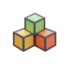 Fototapeta premium Geometric Cubes Stacked in Harmonious Colors, Creating a Visually Appealing and Modern Abstract Design on Clean Background for Visual Appeal