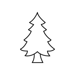 Minimalist black outline of a pine tree icon on a white background. Perfect for eco, nature, environment, forest, and holiday design projects and illustrations.