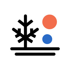 Obraz premium Black frost icon appears above lines with colored circles