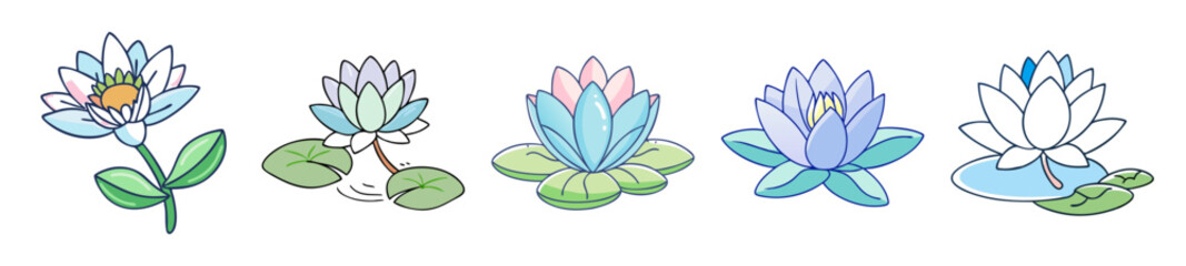water lily flower icon, water lily flower line art