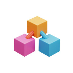 Obraz premium Interconnected Colorful Cubes with Cylinders Representing Collaboration and Innovative Solutions for Modern Business Applications on White Background