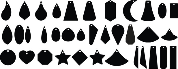 Set of earring designs laser cut, jewelry earrings collection flat vector.