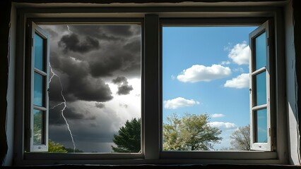Duality of Nature: Contrasting Views Through a Divided Window
Concept: Weather, contrast, perspective