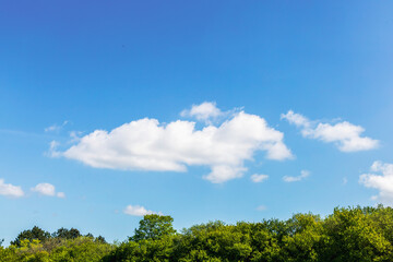 Blue sky with fluffy white clouds