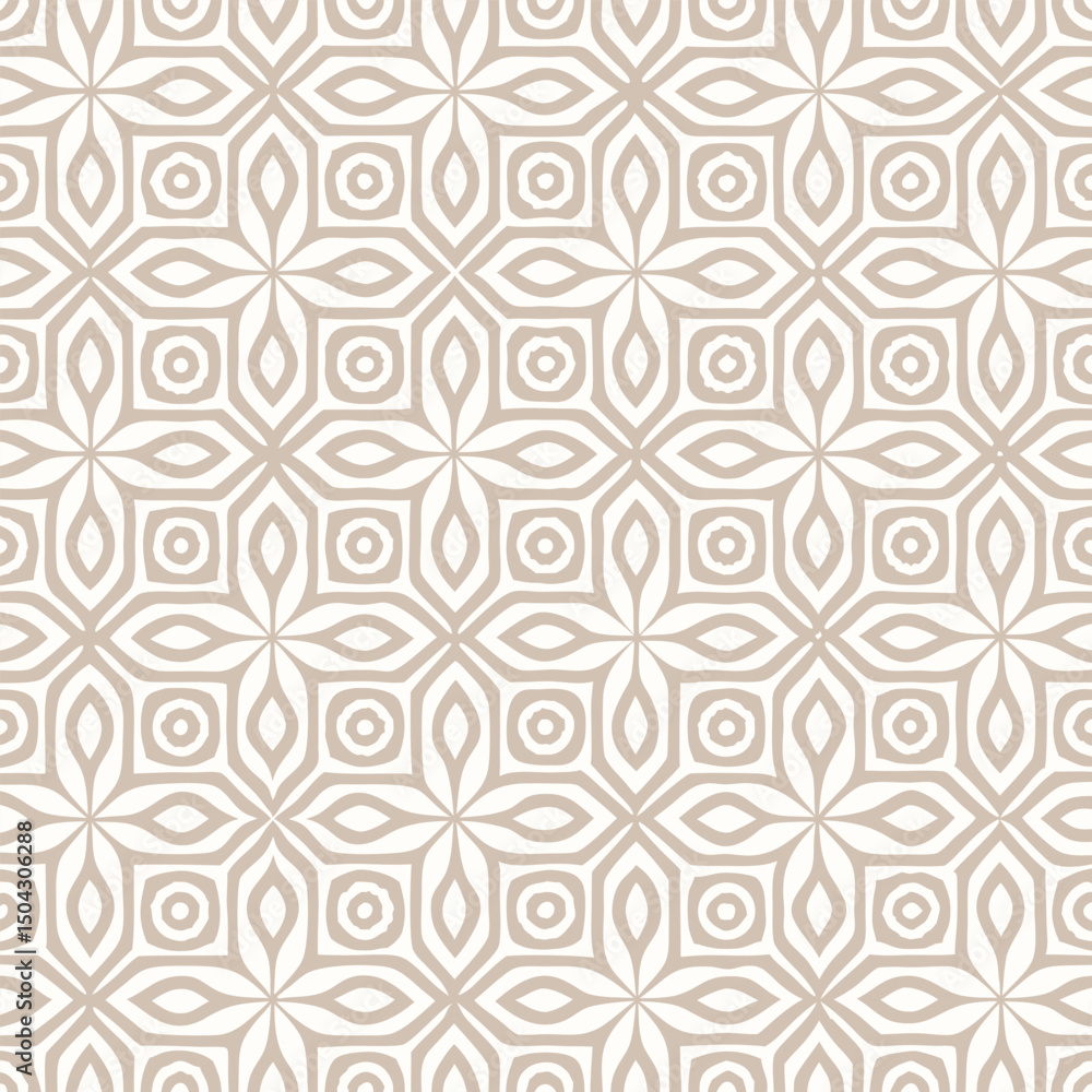 Poster beige and white geometric tile pattern seamlessly repeating for modern textile and design applicatio