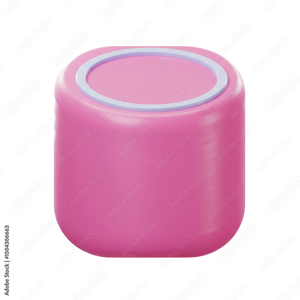 Poster captivating 3d rendering of a vibrant pink container with a subtle light blue rim, showcasing minima