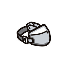 Eye protection goggles securing safety isolated background closeup