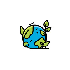 Fototapeta premium Planet earth thrives with leaves in environmental icon graphic