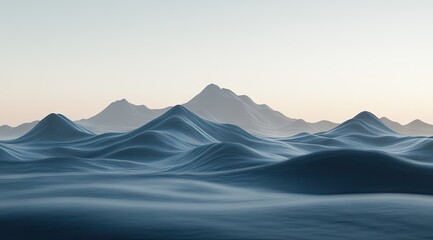 Misty mountain range, soft light