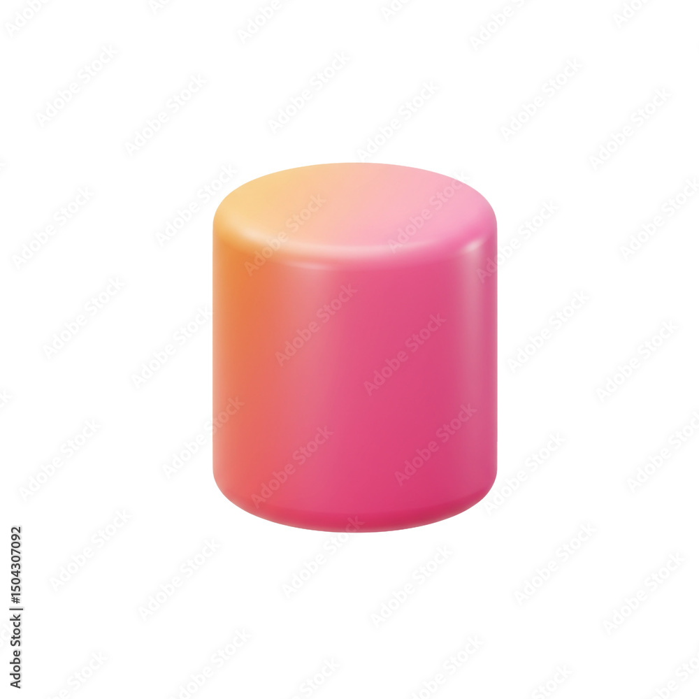 Poster gradient colored cylindrical pedestal rendering with pink to peach transition for product showcase i
