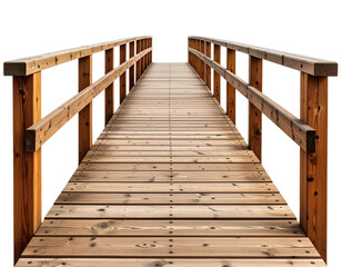 Vintage Wooden Footbridge, isolated on transparent background.