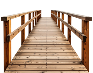 Vintage Wooden Footbridge, isolated on transparent background.