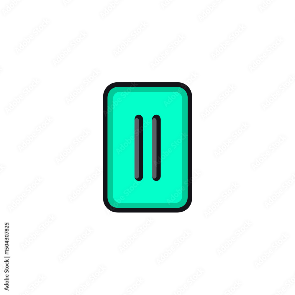 Poster turquoise pause button displays halt action in minimalistic scene design
