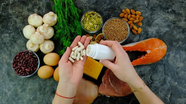 Foods contain zinc and selenium food. Selective focus.