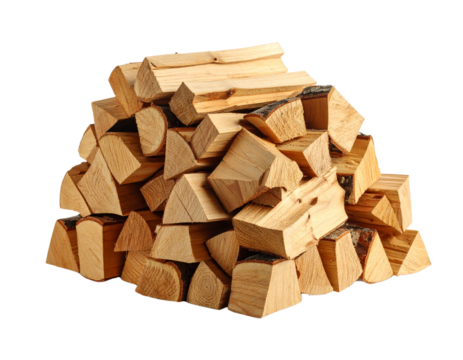 Wooden Logs Piled Up for Firewood, isolated on transparent background.