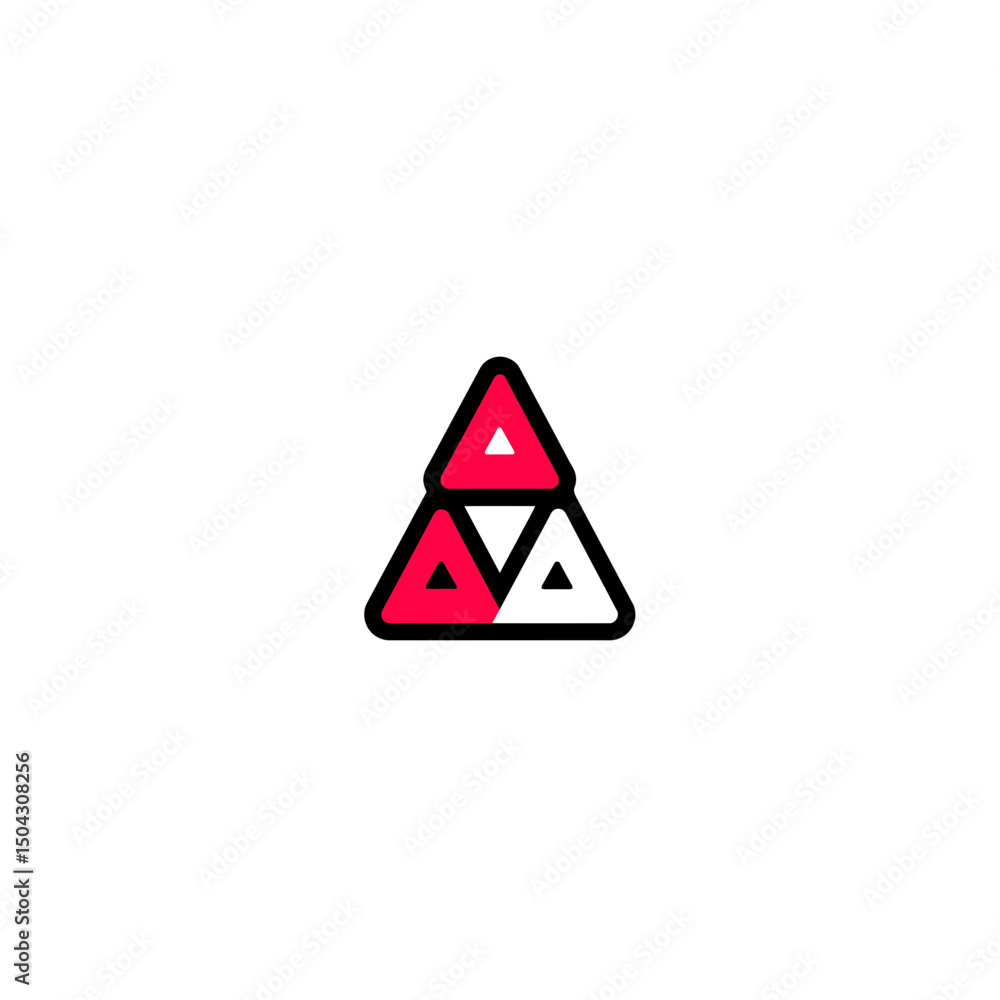 Poster triangle stack forms shape on white geometric background icon