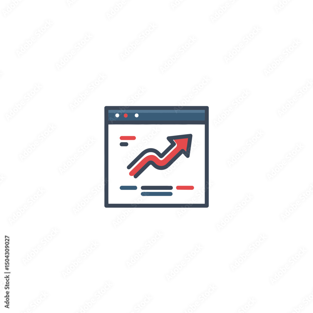 Poster rising graph displays growth within interface graphic design