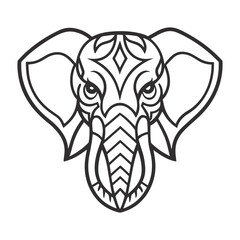 Tribal Geometric Elephant – Minimal Black & White Vector Art