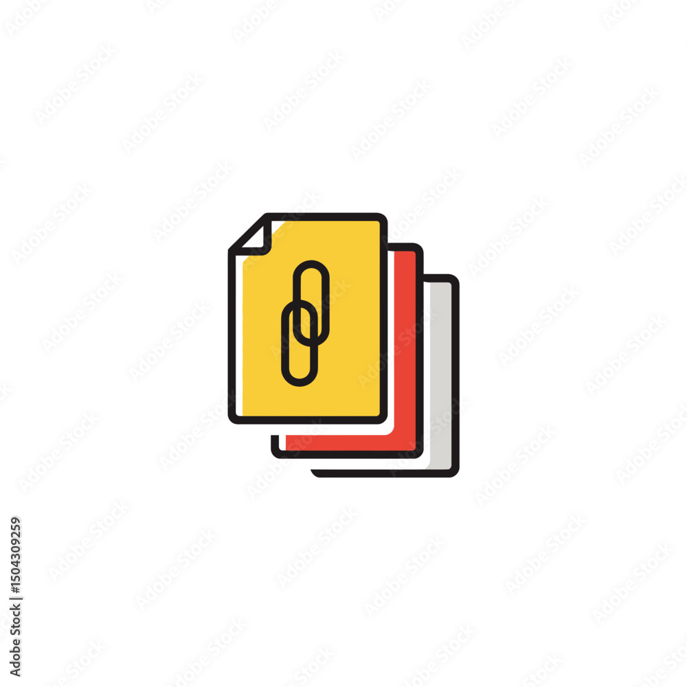 Poster linked papers stack displays flat minimalist vector graphic