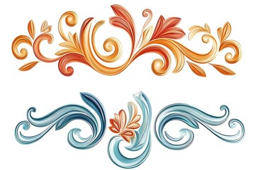 Ornamental Flourish Set Elegant Floral Elements with Intricate Curl Details & Quilled Design
