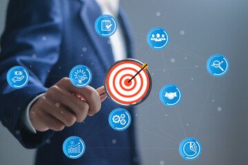 Sales targeting and marketing optimization concept. Marketing strategy, targeting, business...
