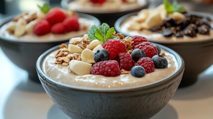 A vibrant portrait of a woman with a bowl of fruit, painted in a bold, textured style.