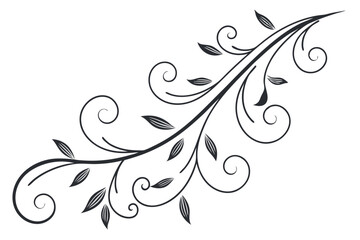 Fototapeta premium Abstract floral design with swirling patterns and decorative elements in black silhouette style