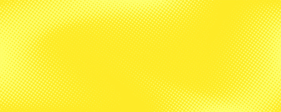 Fototapeta Pop art lemon yellow background with halftone patterns in comic book style, vector illustration