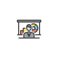 Fototapeta premium Businessperson presents charts data graphs in meeting office details