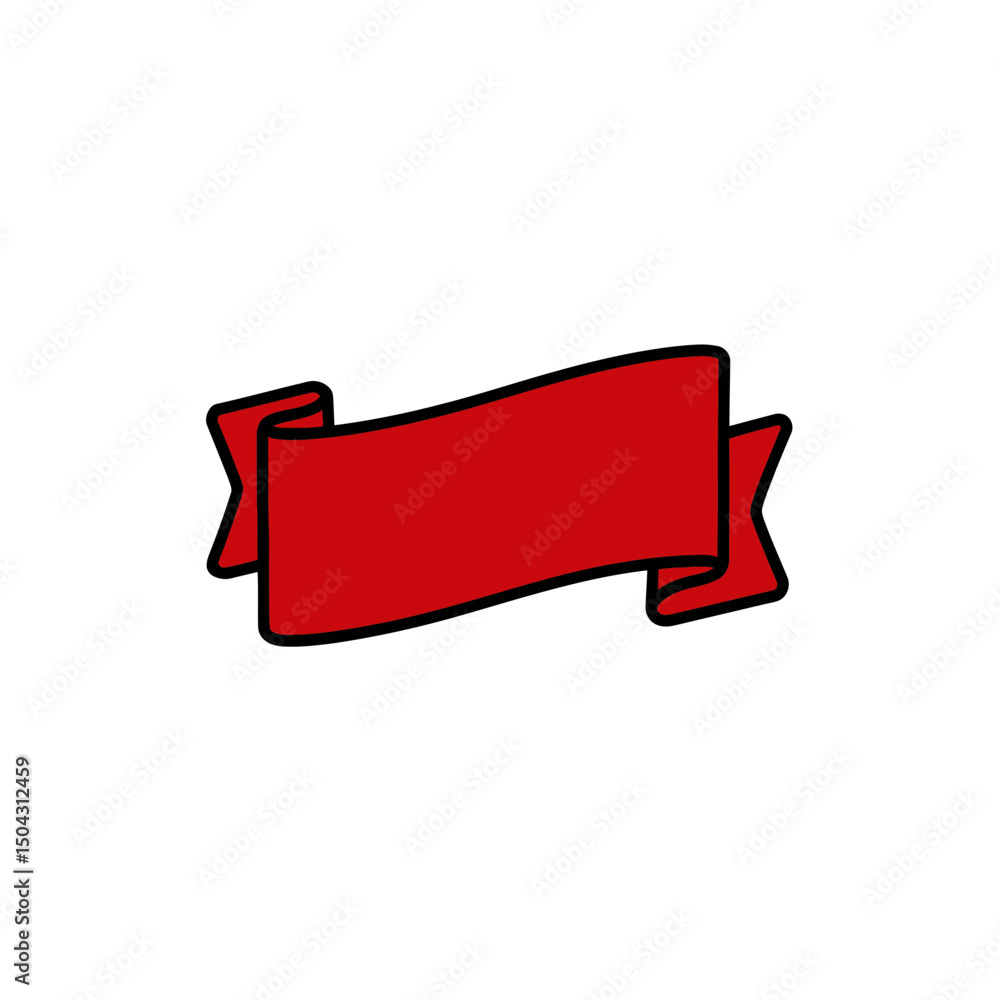 Poster crimson banner displaying message element design on white background