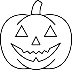 Halloween Pumpkin Jack-o’-Lantern Line Art Vector Illustration