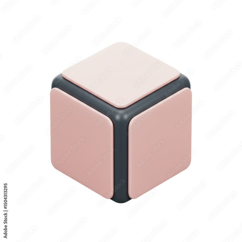 Poster elegant 3d cube design in soft pink and deep grey, perfect for modern graphic projects with its clea
