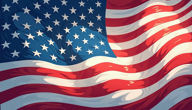 Waving American Flag Close-Up