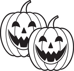 Naklejka premium Evil Halloween jack-o'-lantern pumpkin face on a white background, a scary autumn holiday decoration