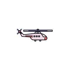 Outlined helicopter flies isolated background white aerial transport