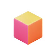 Isometric 3D Block with Pastel Shades, Modern Abstract Geometric Design, Rendered Cube Object for UI/UX, Branding, and Conceptual Illustration