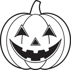 Evil Halloween jack-o'-lantern pumpkin face on a white background, a scary autumn holiday decoration