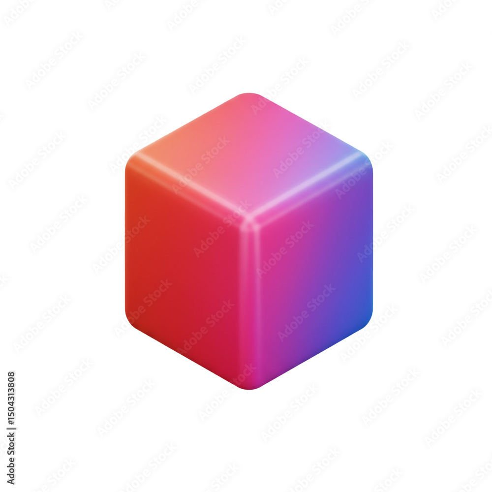 Poster vibrant 3d cube with a smooth gradient effect: a modern abstract design element for visual communica