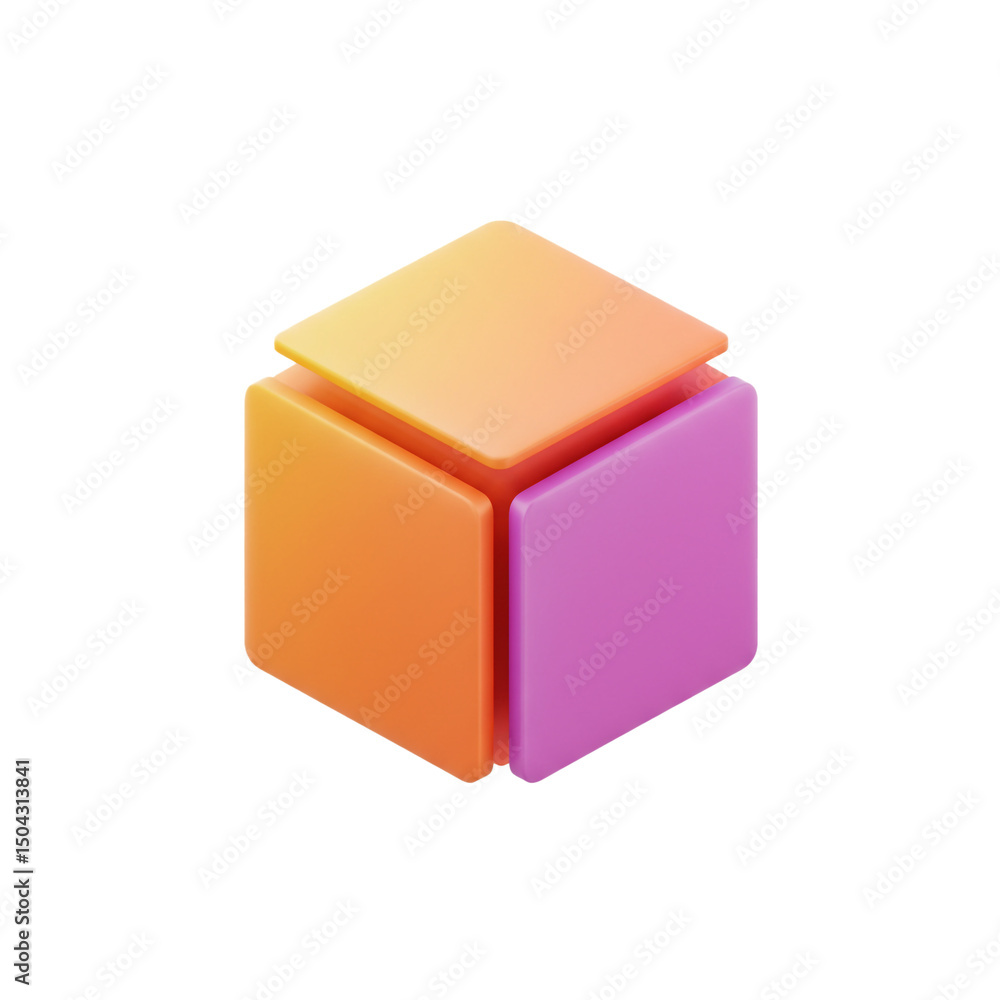 Poster abstract three-dimensional cube structure symbolizing multi-faceted solutions and interconnected org