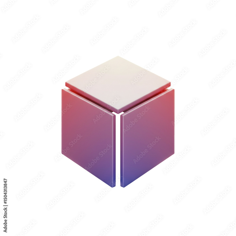 Aufkleber ethereal radiance: a minimalist cube with gradient lighting, embodiment of modern design simplicity 