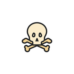 Cartoon skull crosses represent danger isolated design