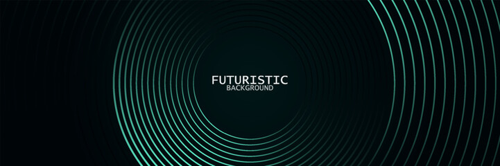 3D green techno abstract background overlap layer on dark space with glowing circles lines decoration. Modern graphic design element future style concept for banner, flyer, card, or brochure cover