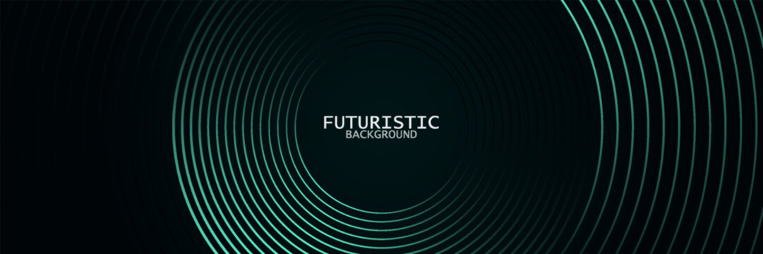 3D green techno abstract background overlap layer on dark space with glowing circles lines decoration. Modern graphic design element future style concept for banner, flyer, card, or brochure cover