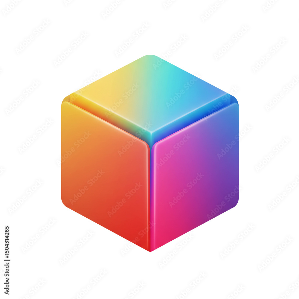 Poster prismatic cubic abstract 3d render with smooth gradients and geometric precision demonstrating a mod