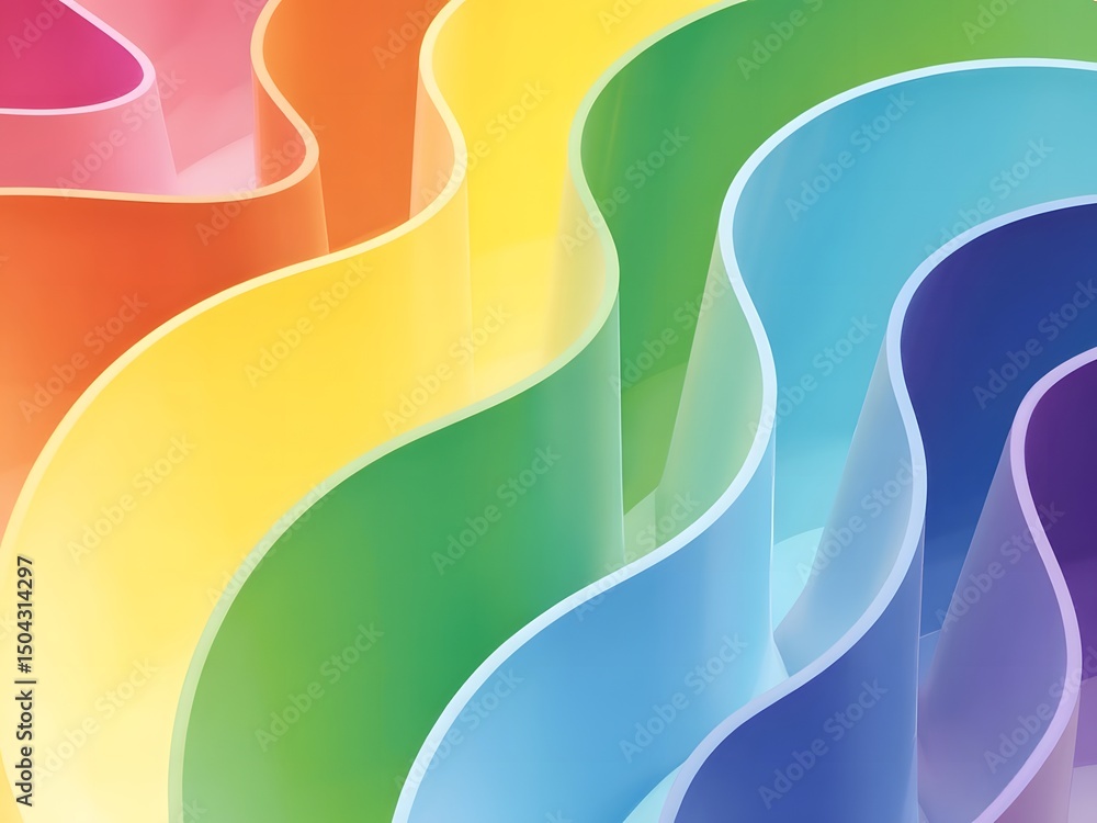 Poster abstract rainbow colored waves background with smooth gradient transitions and modern design