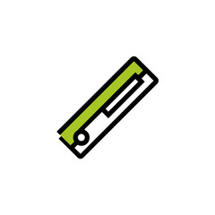 Green stapler sits angled abstract flat design stationery vector