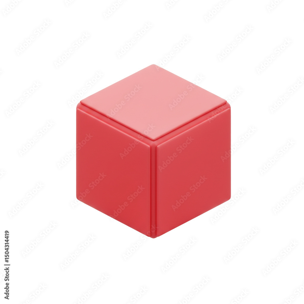 Poster geometric precision: a 3d rendering of a coral colored cube with clean lines and minimalist design o